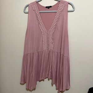 VNeck Pink Sleeveless Blouse